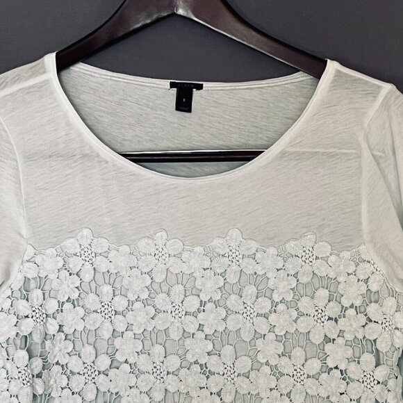 J Crew Ivory Flower Lace Overlay Women's Small Preppy - Picture 2 of 6